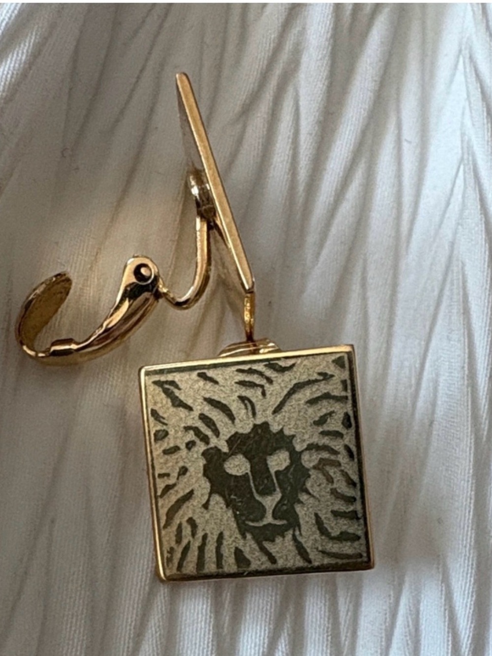 Gold Lion  Anne Klein Square clip-on earrings